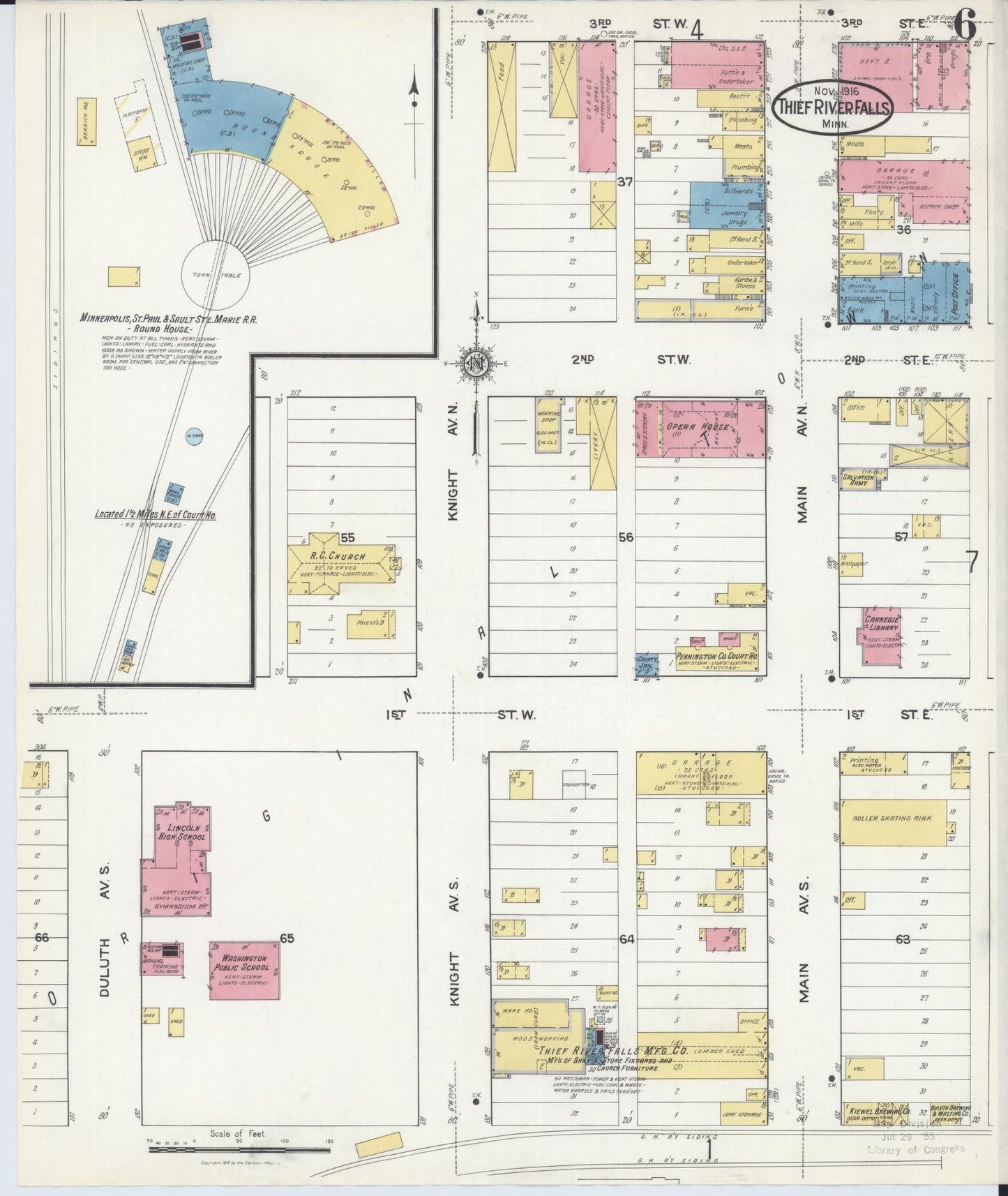Sanborn Fire Insurance Map from Thief River Falls, Pennington County, Minnesota (1916), Sheet #0006 - Complete Map Set gallery image, historic Sanborn map, vintage wall art, Minnesota Minnesota