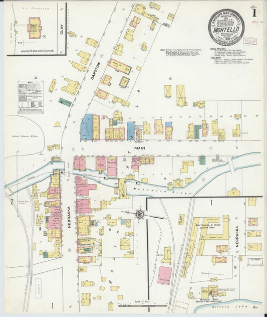 Sanborn Fire Insurance Map from Montello, Marquette County, Wisconsin (1909), Sheet #0001 - Complete Map Set gallery image, historic Sanborn map, vintage wall art, Wisconsin Wisconsin
