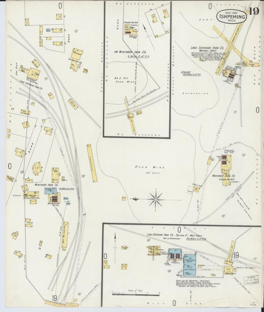 Sanborn Fire Insurance Map from Ishpeming, Marquette County, Michigan (1897), Sheet #0019 - Historic Sanborn Fire Insurance Map Print, vintage old map wall art, antique decor, genealogy gift, Michigan Michigan map