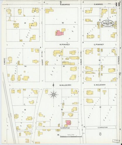 Sanborn Fire Insurance Map from Princeton, Gibson County, Indiana (1900), Sheet #0011 - Historic Sanborn Fire Insurance Map Print, vintage old map wall art, antique decor, genealogy gift, Indiana Indiana map