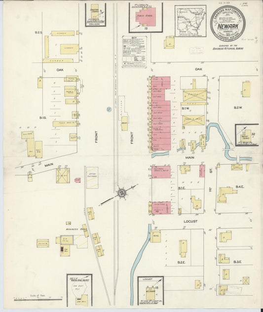Sanborn Fire Insurance Map from Newark, Independence County, Arkansas (1913), Sheet #0001 - Historic Sanborn Fire Insurance Map Print, vintage old map wall art, antique decor, genealogy gift, Arkansas Arkansas map