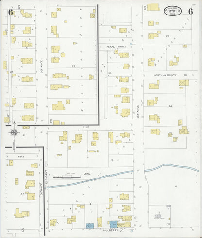 Sanborn Fire Insurance Map from Stryker, Williams County, Ohio (1930), Sheet #0006 - Historic Sanborn Fire Insurance Map Print, vintage old map wall art, antique decor, genealogy gift, Ohio Ohio map