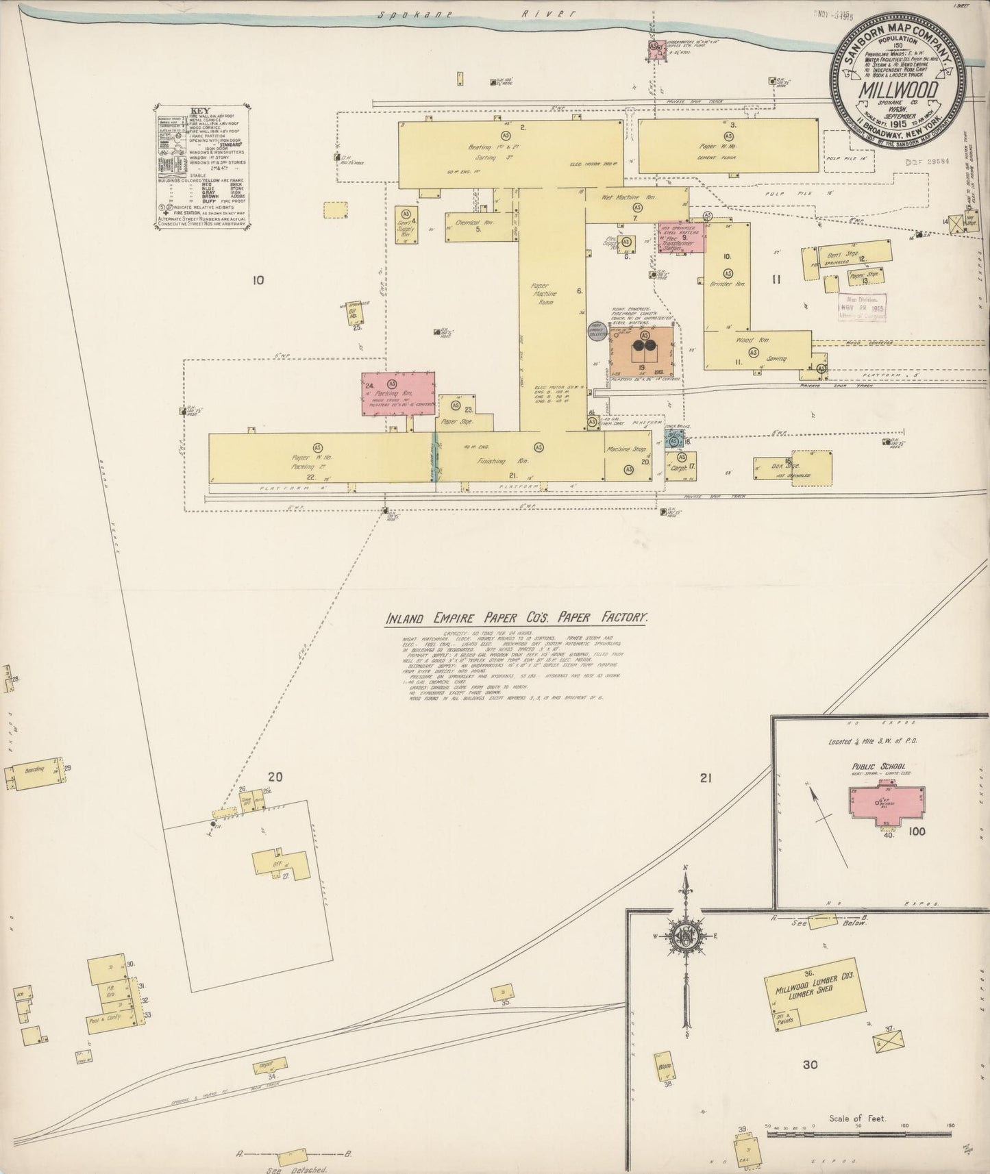 Sanborn Fire Insurance Map from Millwood, Spokane County, Washington (1915), Sheet #0001 - Historic Sanborn Fire Insurance Map Print, vintage old map wall art, antique decor, genealogy gift, Washington Washington map