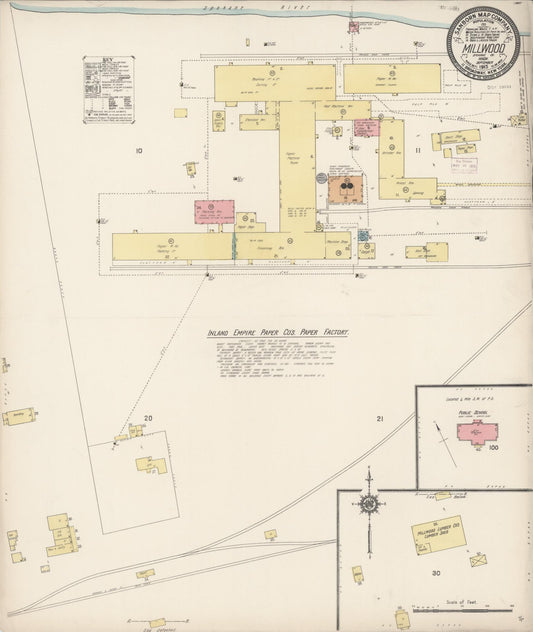 Sanborn Fire Insurance Map from Millwood, Spokane County, Washington (1915), Sheet #0001 - Historic Sanborn Fire Insurance Map Print, vintage old map wall art, antique decor, genealogy gift, Washington Washington map