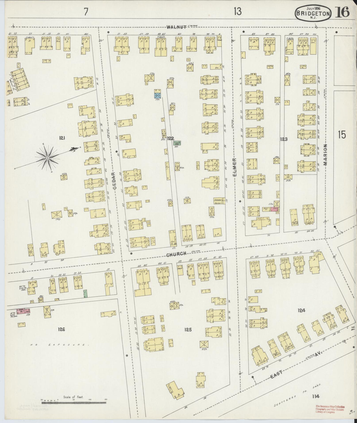 Sanborn Fire Insurance Map from Bridgeton, Cumberland County, New Jersey (1896), Sheet #0016 - Complete Map Set gallery image, historic Sanborn map, vintage wall art, New Jersey New Jersey