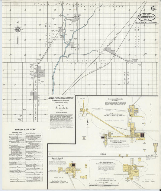 Sanborn Fire Insurance Map from Commerce, Ottawa County, Oklahoma (1917), Sheet #0006 - Historic Sanborn Fire Insurance Map Print, vintage old map wall art, antique decor, genealogy gift, Oklahoma Oklahoma map