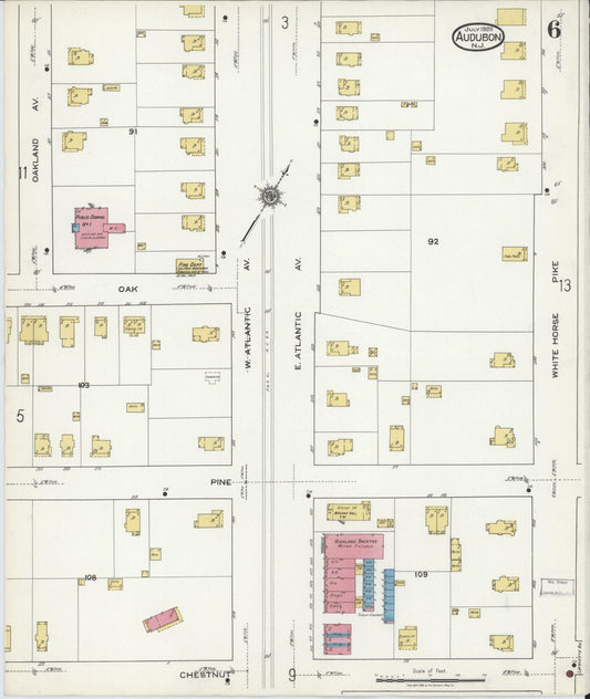 Sanborn Fire Insurance Map from Audubon, Camden County, New Jersey (1920), Sheet #0006 - Historic Sanborn Fire Insurance Map Print, vintage old map wall art, antique decor, genealogy gift, New Jersey New Jersey map