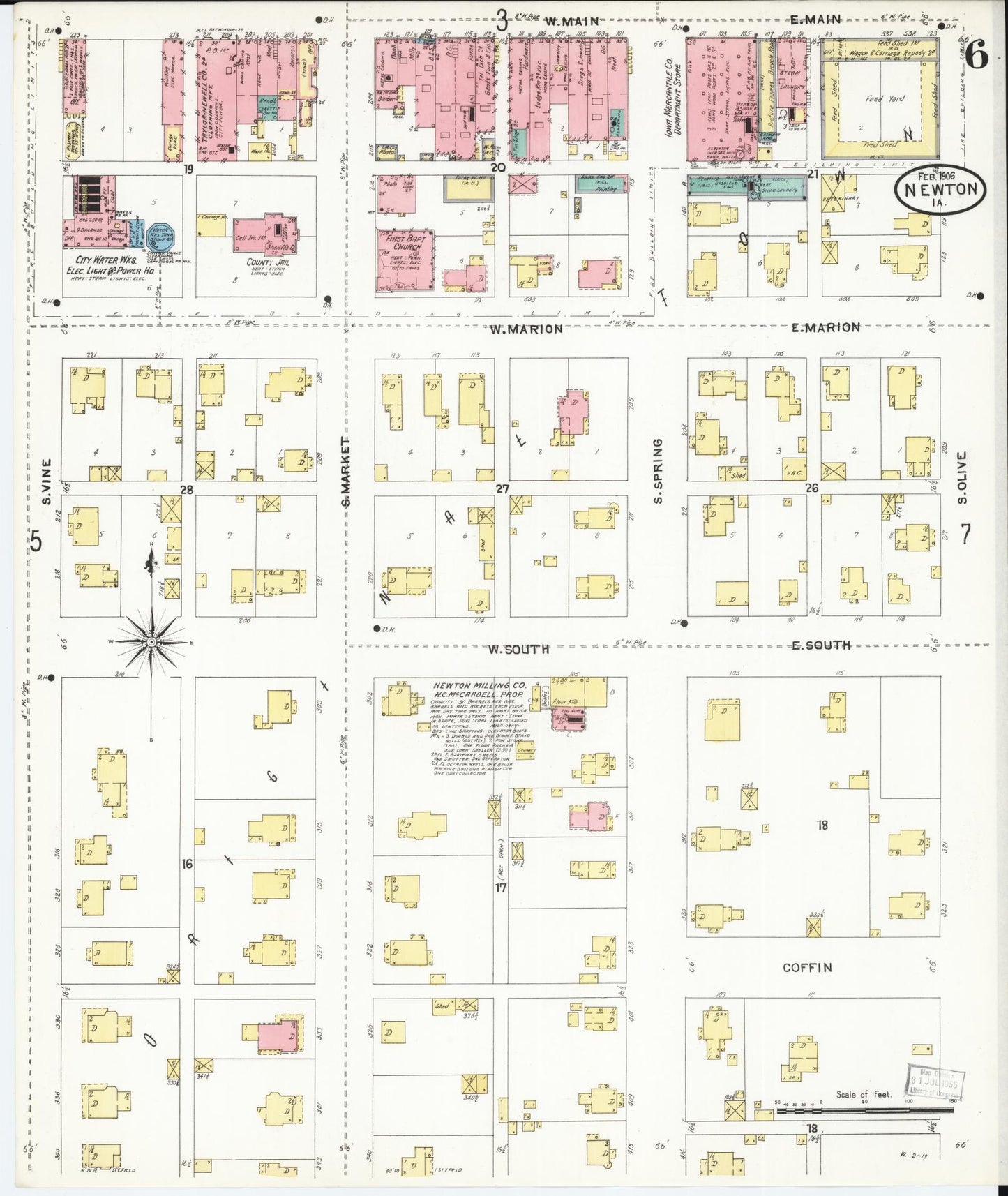 Sanborn Fire Insurance Map from Newton, Jasper County, Iowa (1906), Sheet #0006 - Historic Sanborn Fire Insurance Map Print