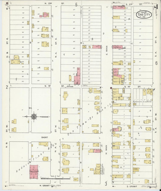 Sanborn Fire Insurance Map from Gas City, Grant County, Indiana (1911), Sheet #0004 - Historic Sanborn Fire Insurance Map Print, vintage old map wall art, antique decor, genealogy gift, Indiana Indiana map