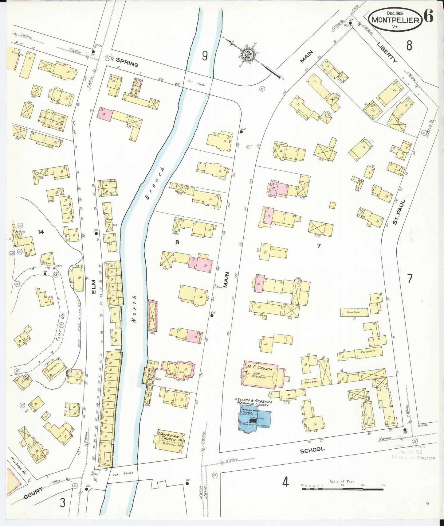 Sanborn Fire Insurance Map from Montpelier, Washington County, Vermont (1909), Sheet #0006 - Complete Map Set gallery image, historic Sanborn map, vintage wall art, Vermont Vermont