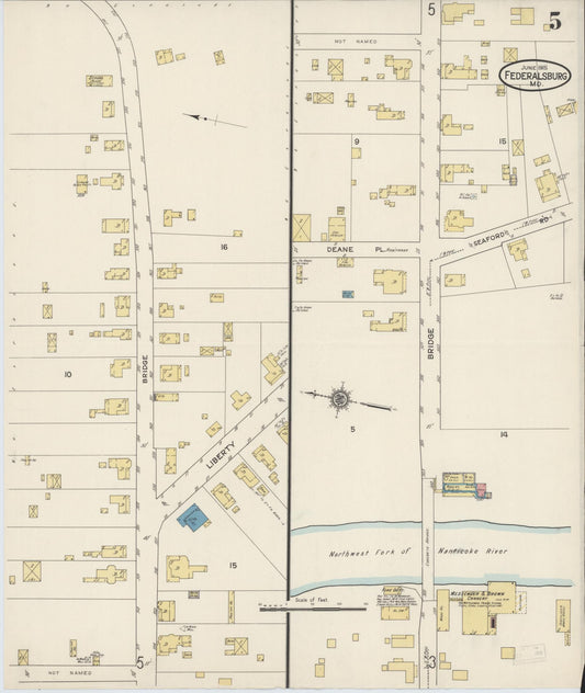 Caroline, Maryland - 1915 - Sanborn Fire Insurance Map, Sheet #0005 - Historic Sanborn Fire Insurance Map Print, Caroline Maryland 1915 0005 vintage old map wall art