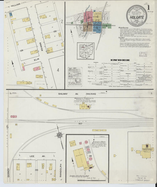 Sanborn Fire Insurance Map from Holgate, Henry County, Ohio (1916), Sheet #0001 - Historic Sanborn Fire Insurance Map Print, vintage old map wall art, antique decor, genealogy gift, Ohio Ohio map