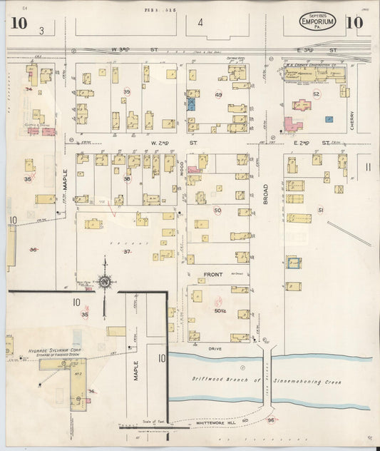 Sanborn Fire Insurance Map from Emporium, Cameron County, Pennsylvania (1938), Sheet #0010 - Historic Sanborn Fire Insurance Map Print, vintage old map wall art, antique decor, genealogy gift, Pennsylvania Pennsylvania map