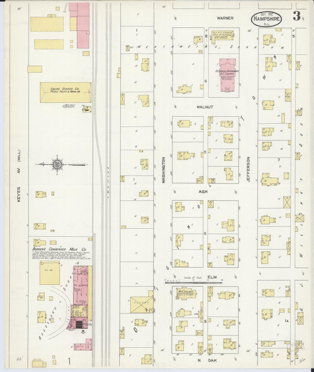 Sanborn Fire Insurance Map from Hampshire, Kane County, Illinois (1912), Sheet #0003 - Complete Map Set gallery image, historic Sanborn map, vintage wall art, Illinois Illinois