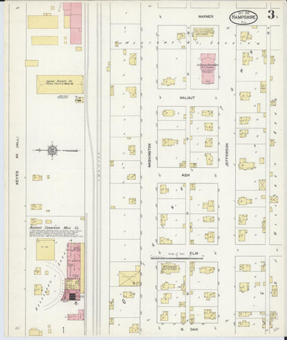 Sanborn Fire Insurance Map from Hampshire, Kane County, Illinois (1912), Sheet #0003 - Complete Map Set gallery image, historic Sanborn map, vintage wall art, Illinois Illinois