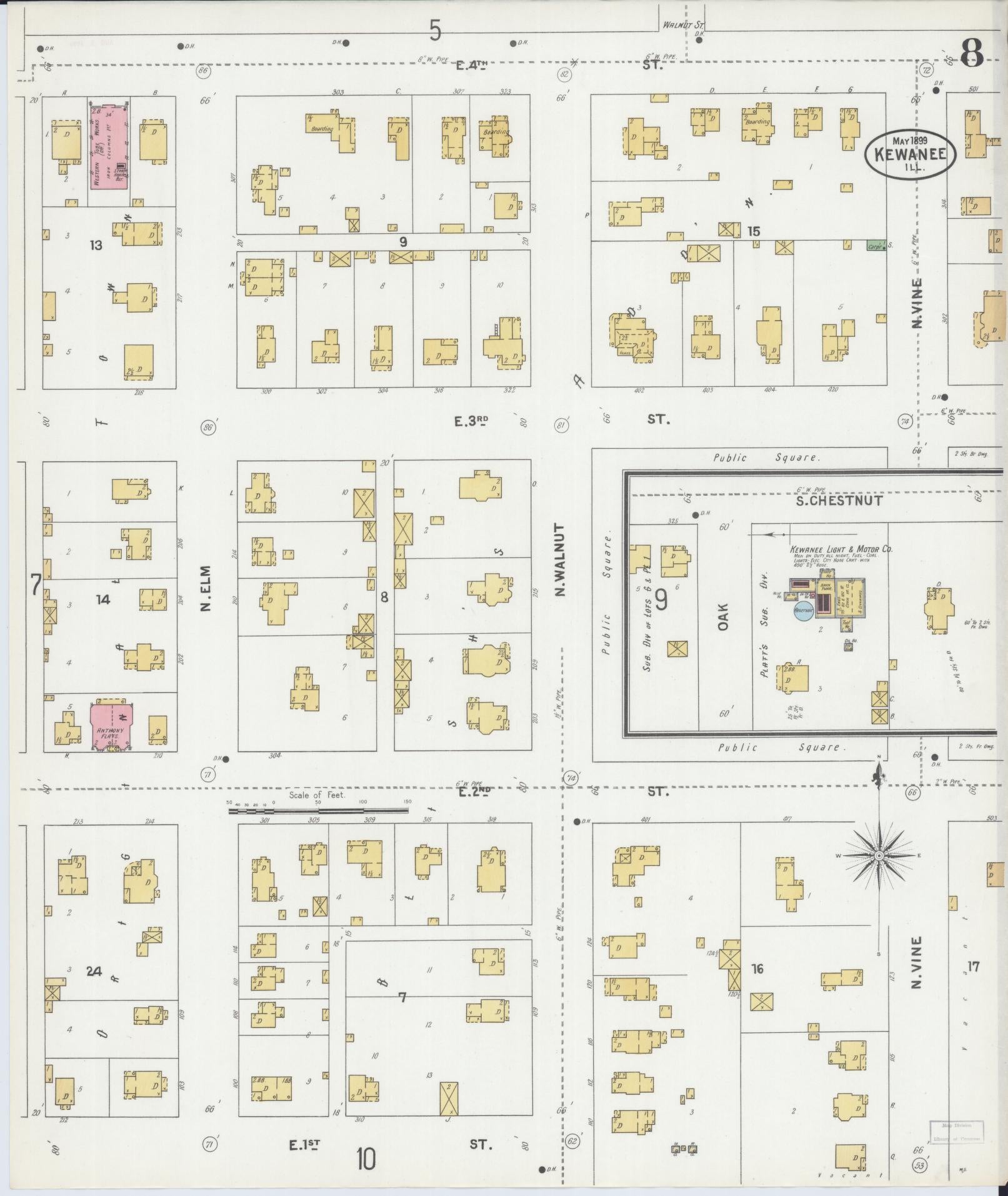 Sanborn Fire Insurance Map from Kewanee, Henry County, Illinois (1899), Sheet #0008 - Historic Sanborn Fire Insurance Map Print, vintage old map wall art, antique decor, genealogy gift, Illinois Illinois map
