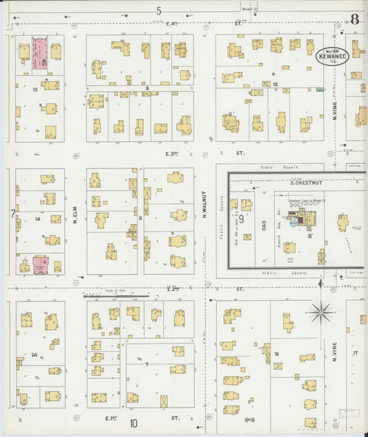 Sanborn Fire Insurance Map from Kewanee, Henry County, Illinois (1899), Sheet #0008 - Historic Sanborn Fire Insurance Map Print, vintage old map wall art, antique decor, genealogy gift, Illinois Illinois map