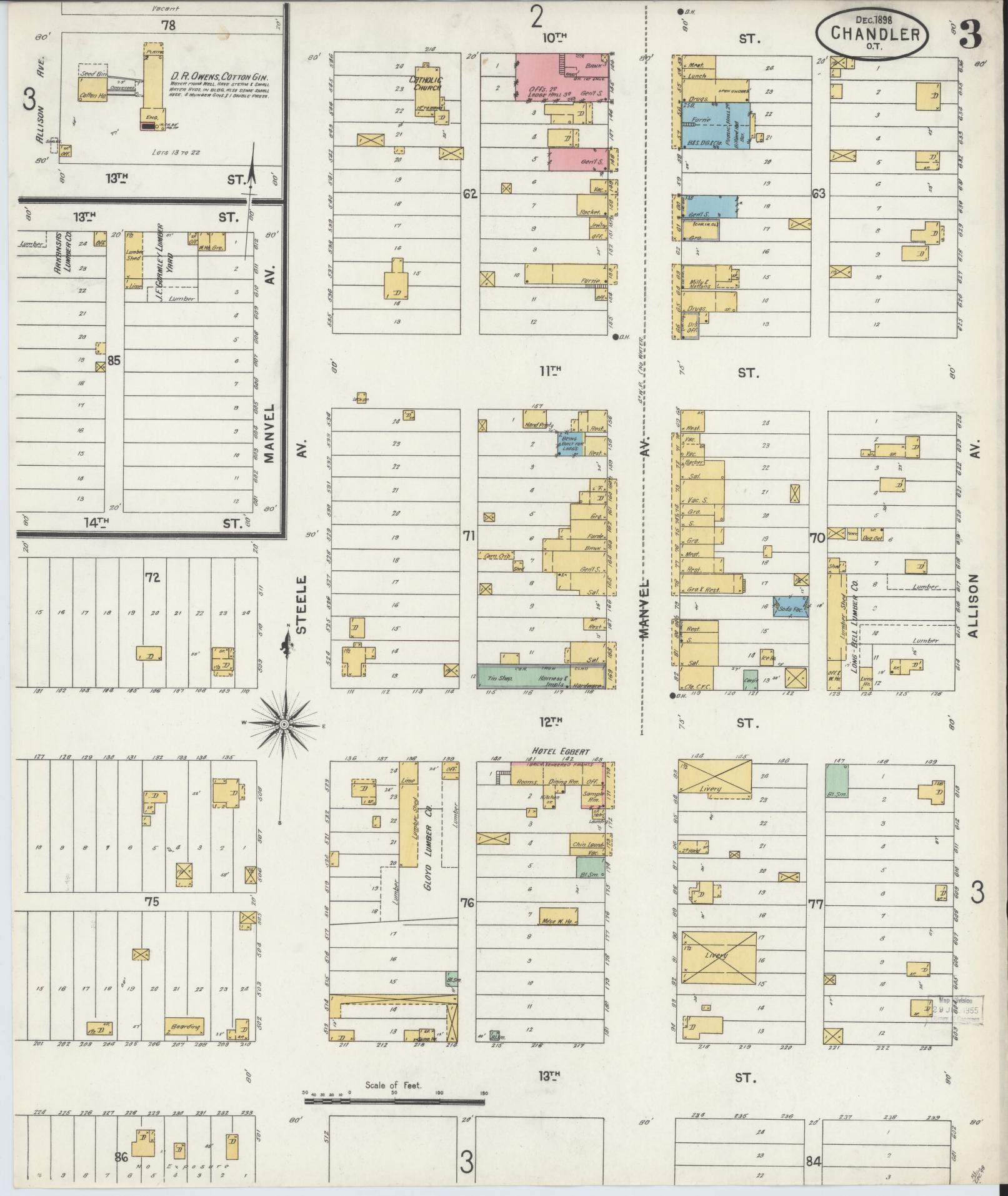 Sanborn Fire Insurance Map from Chandler, Lincoln County, Oklahoma (1898), Sheet #0003 - Historic Sanborn Fire Insurance Map Print, vintage old map wall art, antique decor, genealogy gift, Oklahoma Oklahoma map