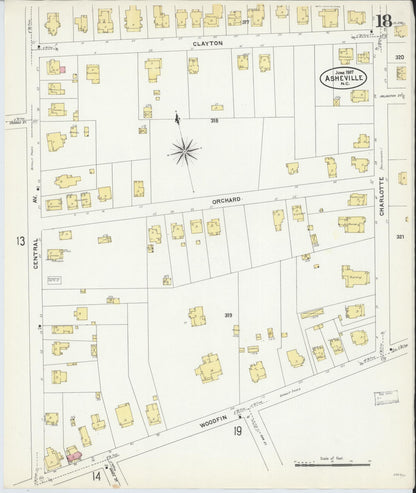 Sanborn Fire Insurance Map from Asheville, Buncombe County, North Carolina (1907), Sheet #0018 - Complete Map Set gallery image, historic Sanborn map, vintage wall art, North Carolina North Carolina