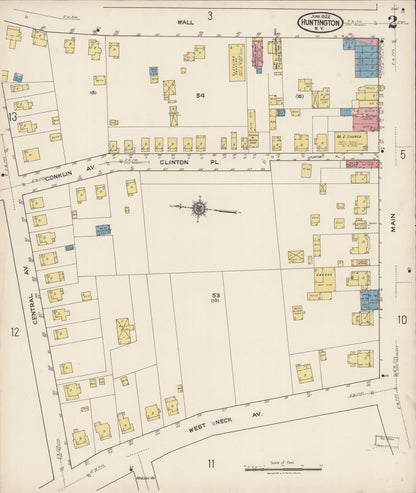 Sanborn Fire Insurance Map from Huntington, Suffolk County, New York (1922), Sheet #0002 - Complete Map Set gallery image, historic Sanborn map, vintage wall art, New York New York