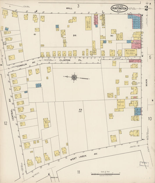 Sanborn Fire Insurance Map from Huntington, Suffolk County, New York (1922), Sheet #0002 - Complete Map Set gallery image, historic Sanborn map, vintage wall art, New York New York
