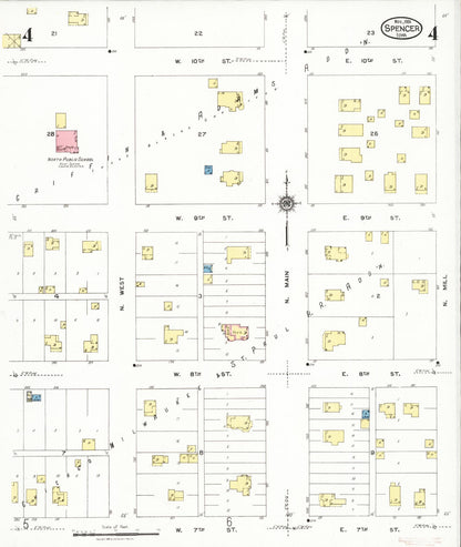 Sanborn Fire Insurance Map from Spencer, Clay County, Iowa (1924), Sheet #0004 - Historic Sanborn Fire Insurance Map Print