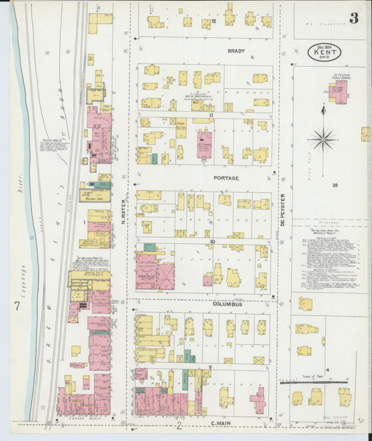Sanborn Fire Insurance Map from Kent, Portage County, Ohio (1904), Sheet #0003 - Historic Sanborn Fire Insurance Map Print, vintage old map wall art, antique decor, genealogy gift, Ohio Ohio map