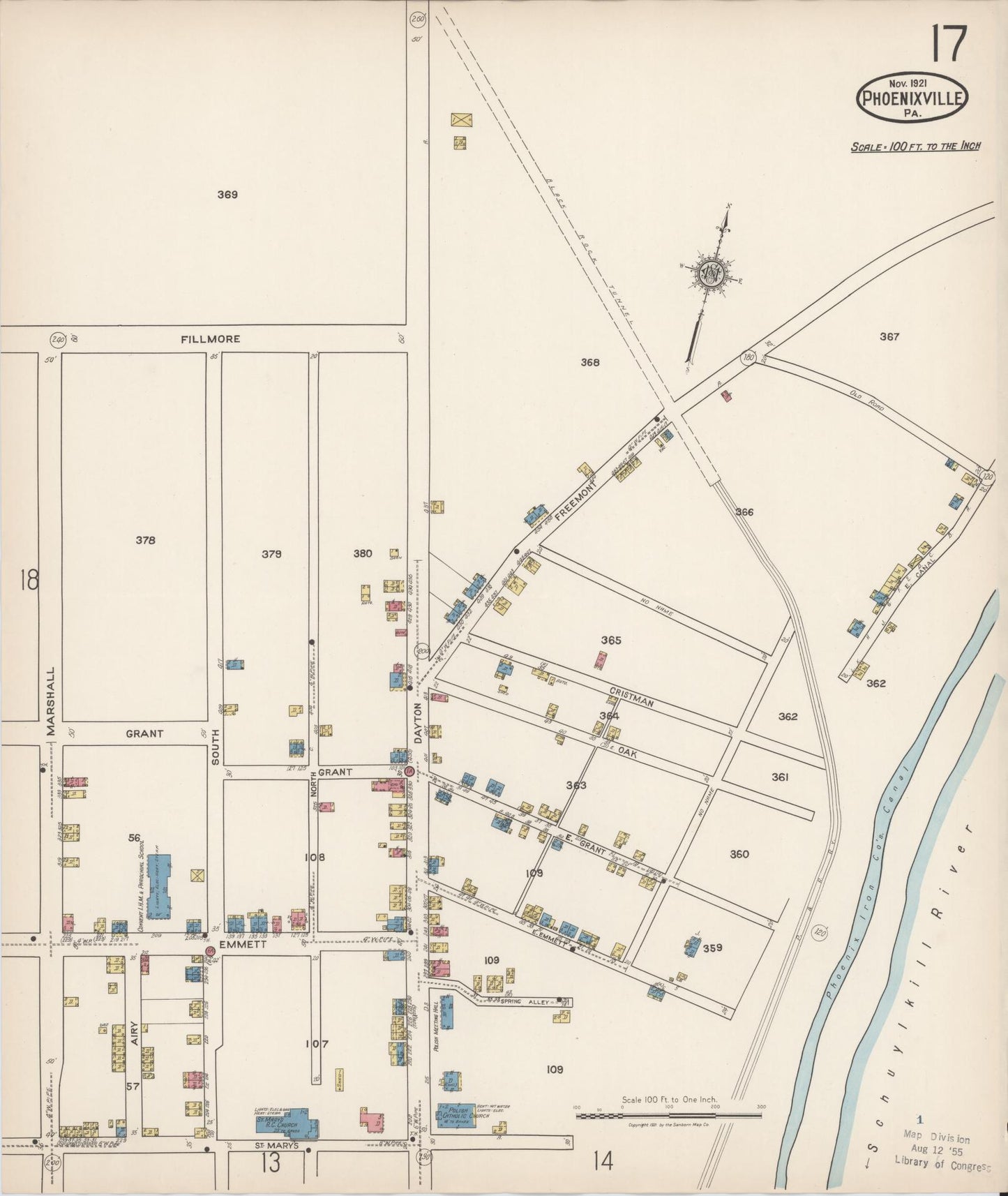 Sanborn Fire Insurance Map from Phoenixville, Chester County, Pennsylvania (1921), Sheet #0017 - Complete Map Set gallery image, historic Sanborn map, vintage wall art, Pennsylvania Pennsylvania