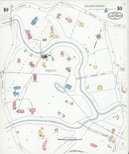 Sanborn Fire Insurance Map from Lake Forest, Lake County, Illinois (1926), Sheet #0010 - Historic Sanborn Fire Insurance Map Print, vintage old map wall art, antique decor, genealogy gift, Illinois Illinois map