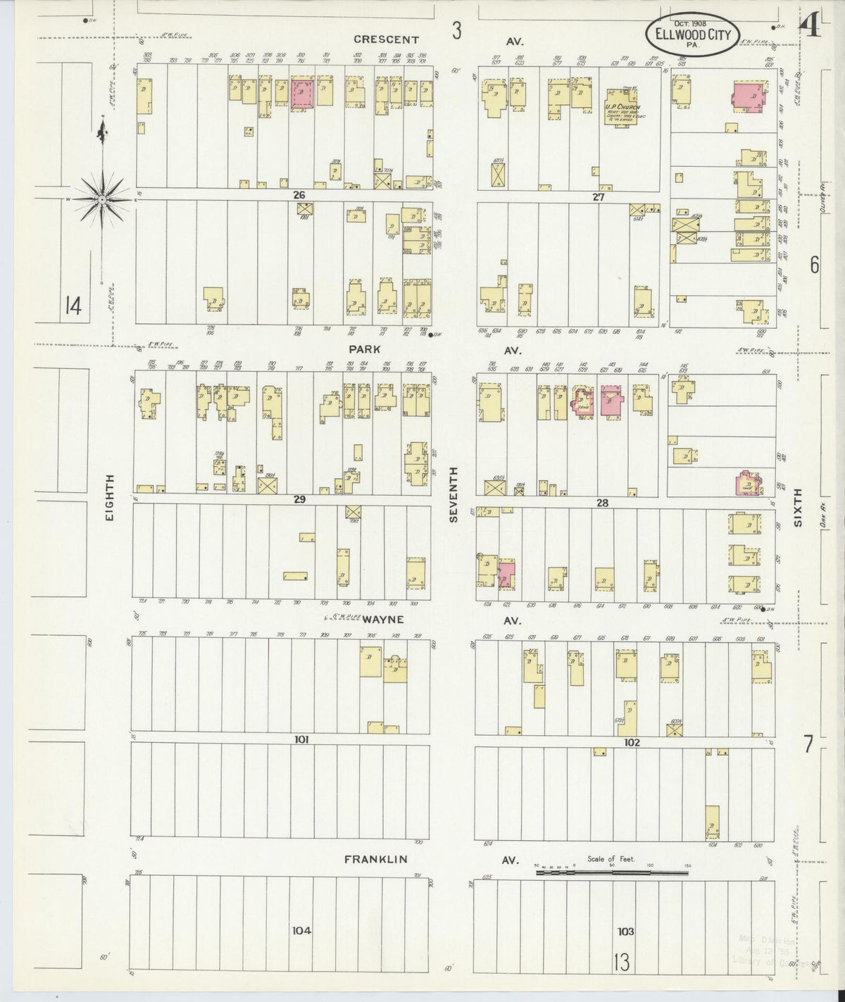 Sanborn Fire Insurance Map from Ellwood City, Lawrence County, Pennsylvania (1908), Sheet #0004 - Complete Map Set gallery image, historic Sanborn map, vintage wall art, Pennsylvania Pennsylvania
