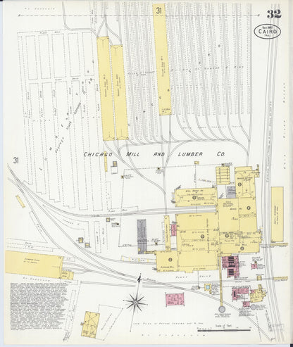 Sanborn Fire Insurance Map from Cairo, Alexander County, Illinois (1907), Sheet #0032 - Historic Sanborn Fire Insurance Map Print, vintage old map wall art, antique decor, genealogy gift, Illinois Illinois map