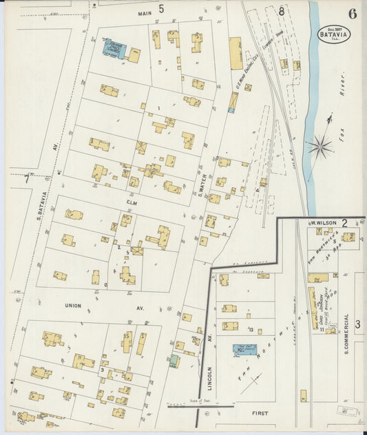 Sanborn Fire Insurance Map from Batavia, Kane County, Illinois (1897), Sheet #0006 - Historic Sanborn Fire Insurance Map Print, vintage old map wall art, antique decor, genealogy gift, Illinois Illinois map