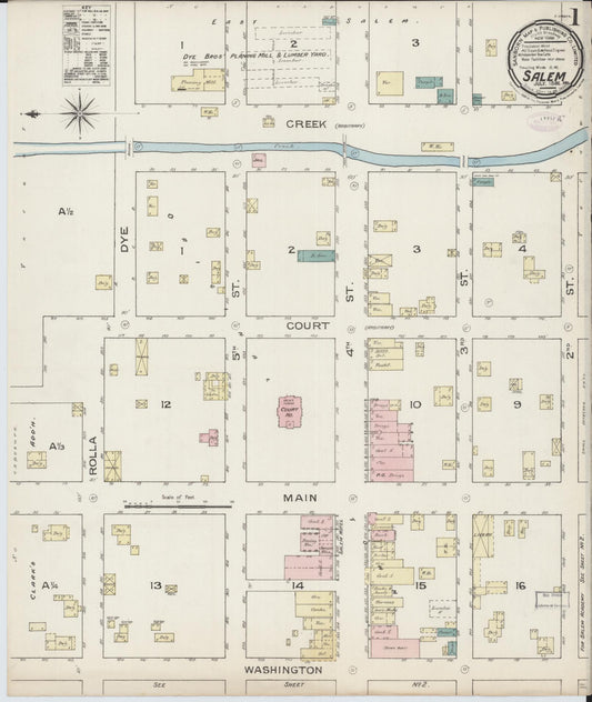 Sanborn Fire Insurance Map from Salem, Dent County, Missouri. (1886) – Historic Sanborn Fire Insurance Map Print