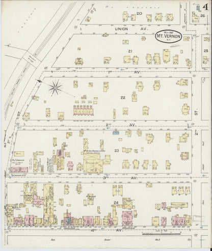 Sanborn Fire Insurance Map from Mount Vernon, Westchester County, New York (1887), Sheet #0004 - Complete Map Set gallery image, historic Sanborn map, vintage wall art, New York New York