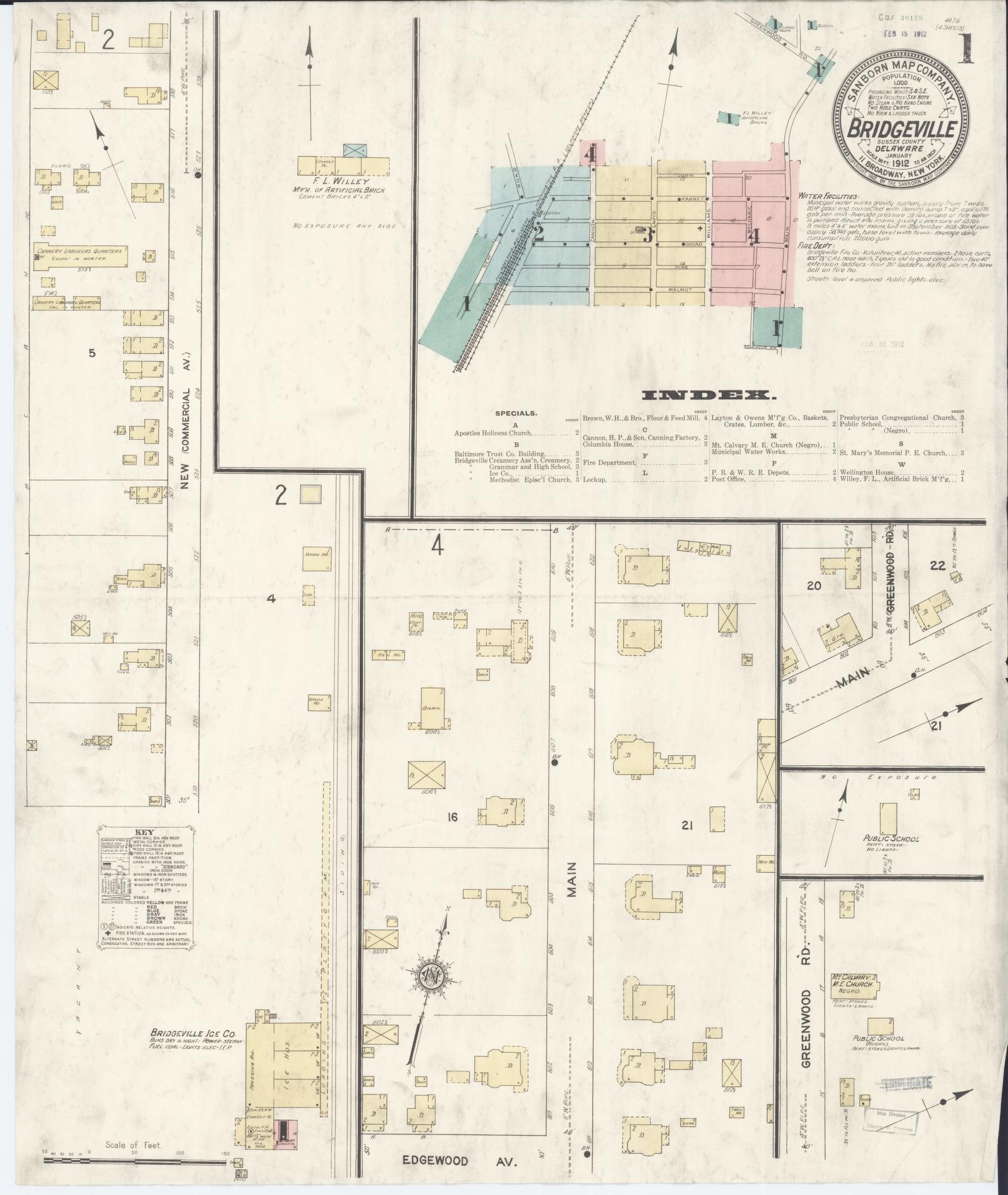 Sanborn Fire Insurance Map from Bridgeville, Sussex County, Delaware. (1912) – Historic Sanborn Fire Insurance Map Print
