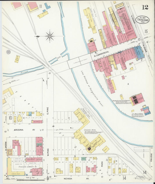 Sanborn Fire Insurance Map from Trinidad, Las Animas County, Colorado (1907), Sheet #0012 - Historic Sanborn Fire Insurance Map Print, vintage old map wall art, antique decor, genealogy gift, Colorado Colorado map