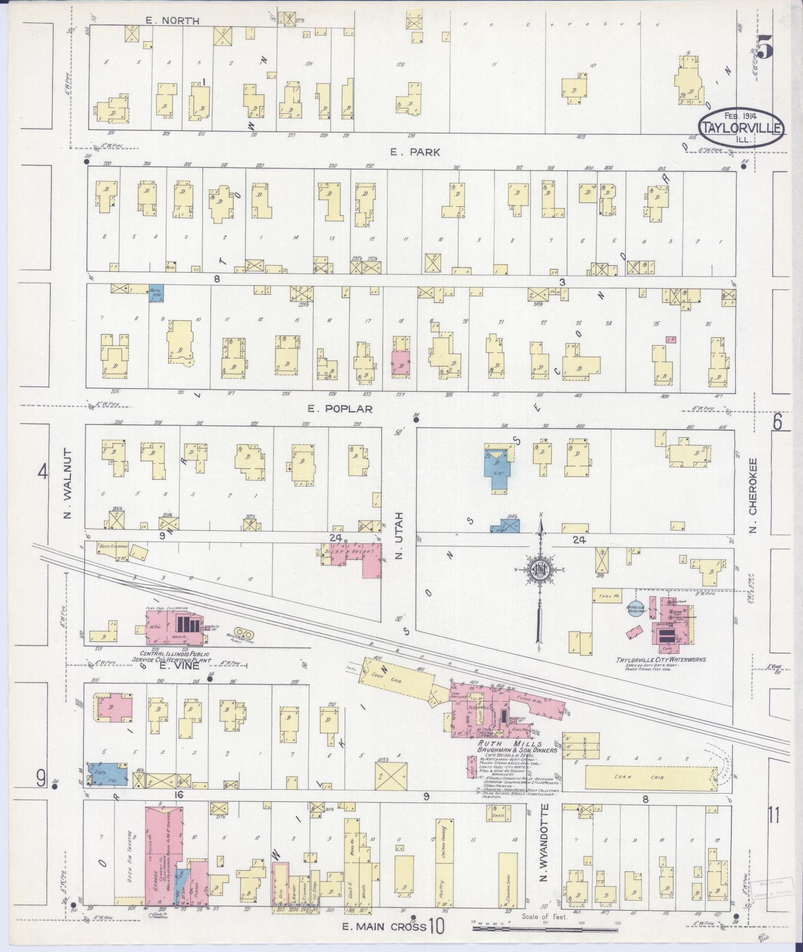 Sanborn Fire Insurance Map from Taylorville, Christian County, Illinois (1914), Sheet #0005 - Complete Map Set gallery image, historic Sanborn map, vintage wall art, Illinois Illinois