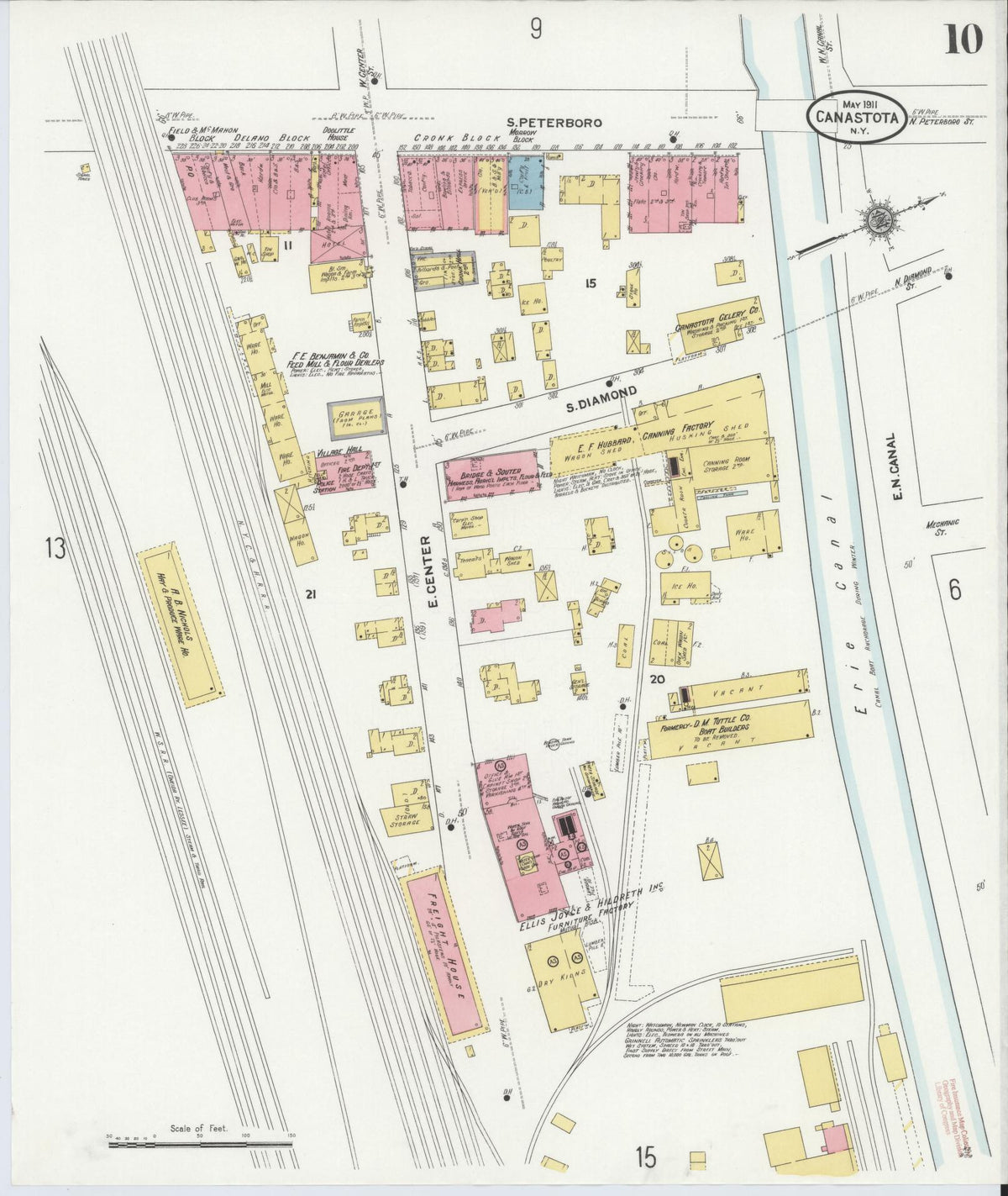 Sanborn Fire Insurance Map from Canastota, Madison County, New York (1911), Sheet #0010 - Historic Sanborn Fire Insurance Map Print, vintage old map wall art, antique decor, genealogy gift, New York New York map