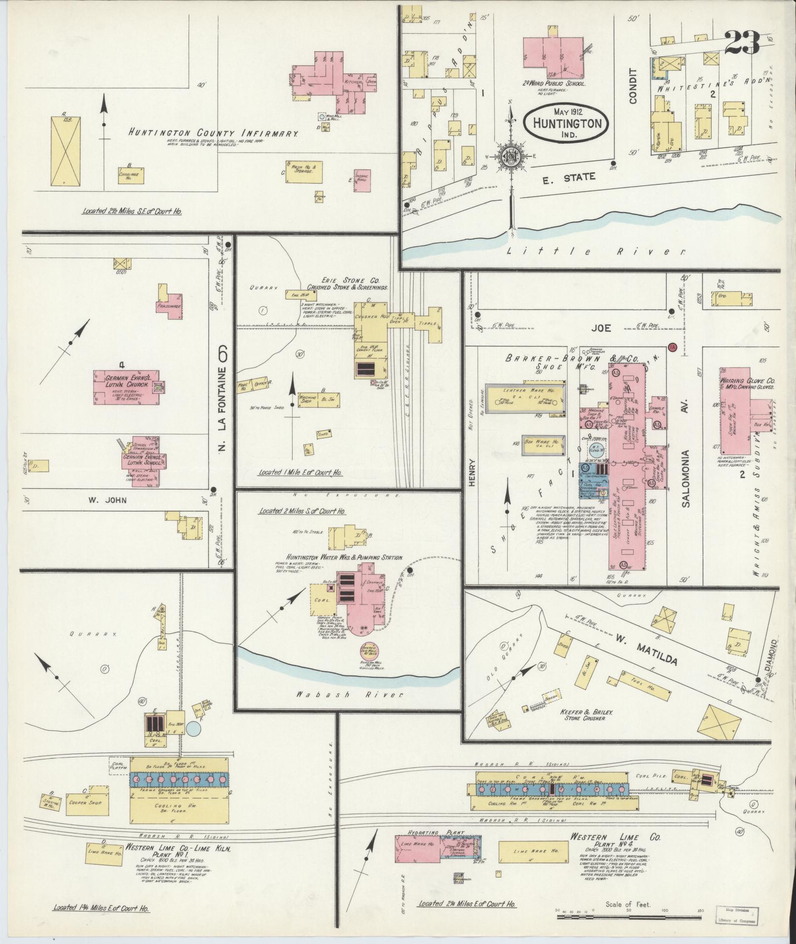 Sanborn Fire Insurance Map from Huntington, Huntington County, Indiana (1912), Sheet #0023 - Complete Map Set gallery image, historic Sanborn map, vintage wall art, Indiana Indiana