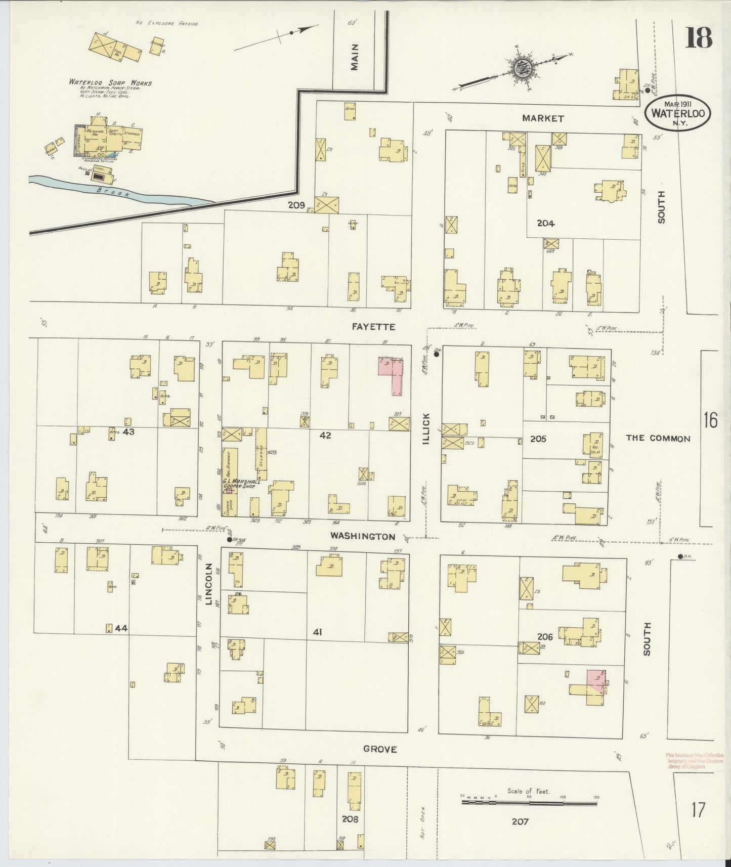 Sanborn Fire Insurance Map from Waterloo, Seneca County, New York (1911), Sheet #0018 - Complete Map Set gallery image, historic Sanborn map, vintage wall art, New York New York