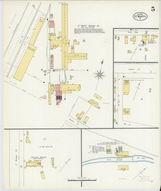 Sanborn Fire Insurance Map from Saint Marys, Elk County, Pennsylvania (1898), Sheet #0005 - Historic Sanborn Fire Insurance Map Print, vintage old map wall art, antique decor, genealogy gift, Pennsylvania Pennsylvania map