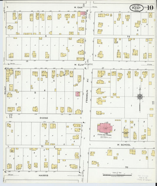 Sanborn Fire Insurance Map from Kent, Portage County, Ohio (1919), Sheet #0010 - Historic Sanborn Fire Insurance Map Print, vintage old map wall art, antique decor, genealogy gift, Ohio Ohio map