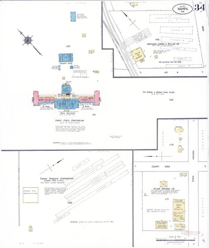Sanborn Fire Insurance Map from Nampa, Canyon County, Idaho (1921), Sheet #0034 - Complete Map Set gallery image, historic Sanborn map, vintage wall art, Idaho Idaho