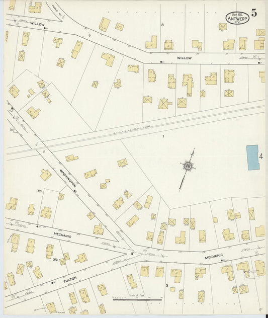 Sanborn Fire Insurance Map from Antwerp, Jefferson County, New York (1912), Sheet #0005 - Historic Sanborn Fire Insurance Map Print, vintage old map wall art, antique decor, genealogy gift, New York New York map