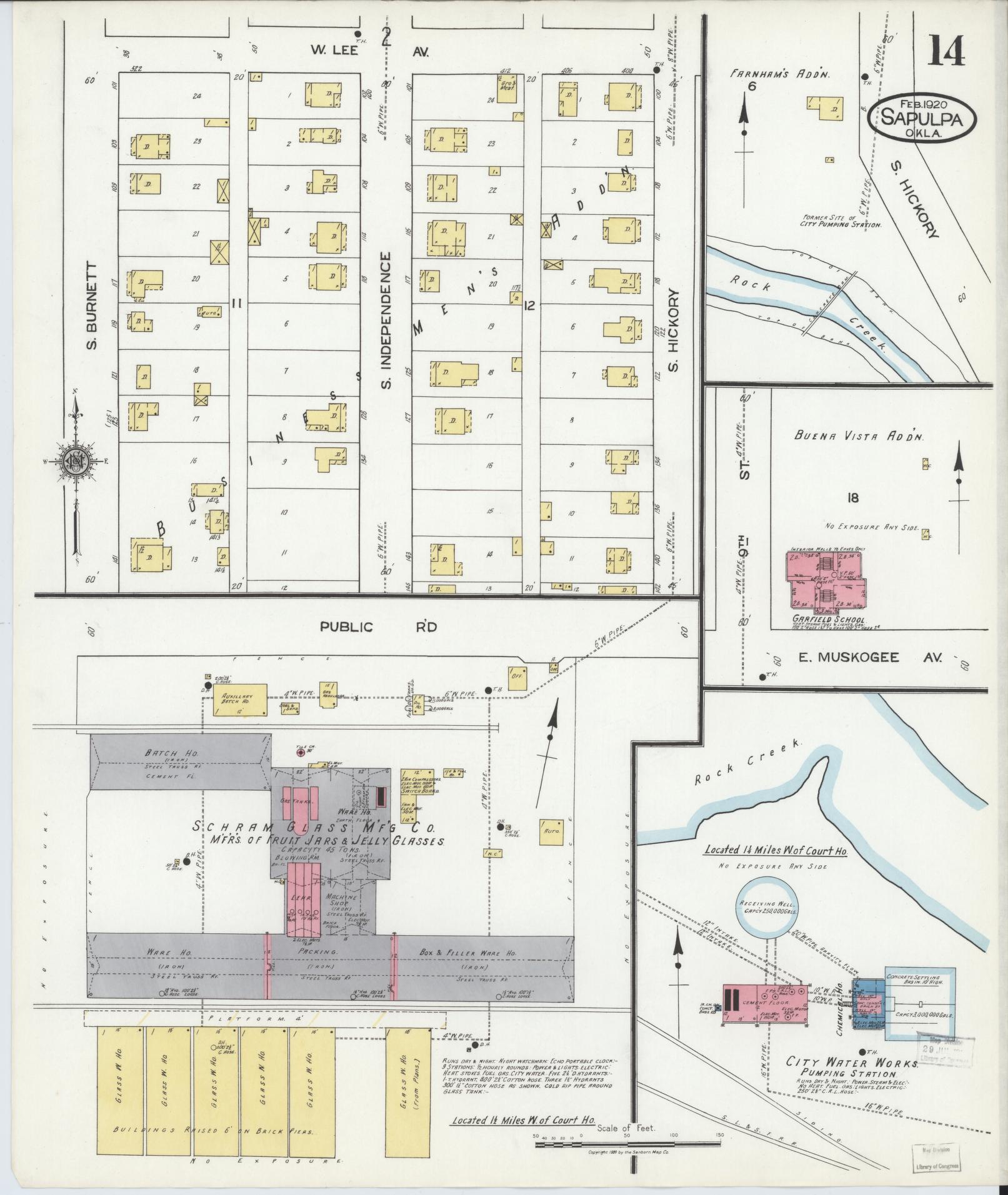 Sanborn Fire Insurance Map from Sapulpa, Creek County, Oklahoma (1920), Sheet #0014 - Complete Map Set gallery image, historic Sanborn map, vintage wall art, Oklahoma Oklahoma