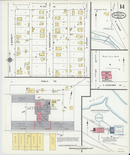 Sanborn Fire Insurance Map from Sapulpa, Creek County, Oklahoma (1920), Sheet #0014 - Complete Map Set gallery image, historic Sanborn map, vintage wall art, Oklahoma Oklahoma