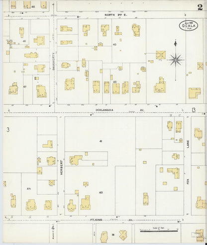 Sanborn Fire Insurance Map from Ocala, Marion County, Florida (1906), Sheet #0002 - Complete Map Set gallery image, historic Sanborn map, vintage wall art, Florida Florida