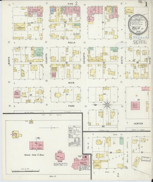 Sanborn Fire Insurance Map from Rolla, Phelps County, Missouri (1897), Sheet #0001 - Historic Sanborn Fire Insurance Map Print, vintage old map wall art, antique decor, genealogy gift, Missouri Missouri map