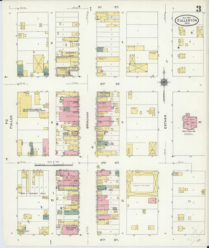 Sanborn Fire Insurance Map from Fullerton, Nance County, Nebraska (1909), Sheet #0003 - Complete Map Set gallery image, historic Sanborn map, vintage wall art, Nebraska Nebraska