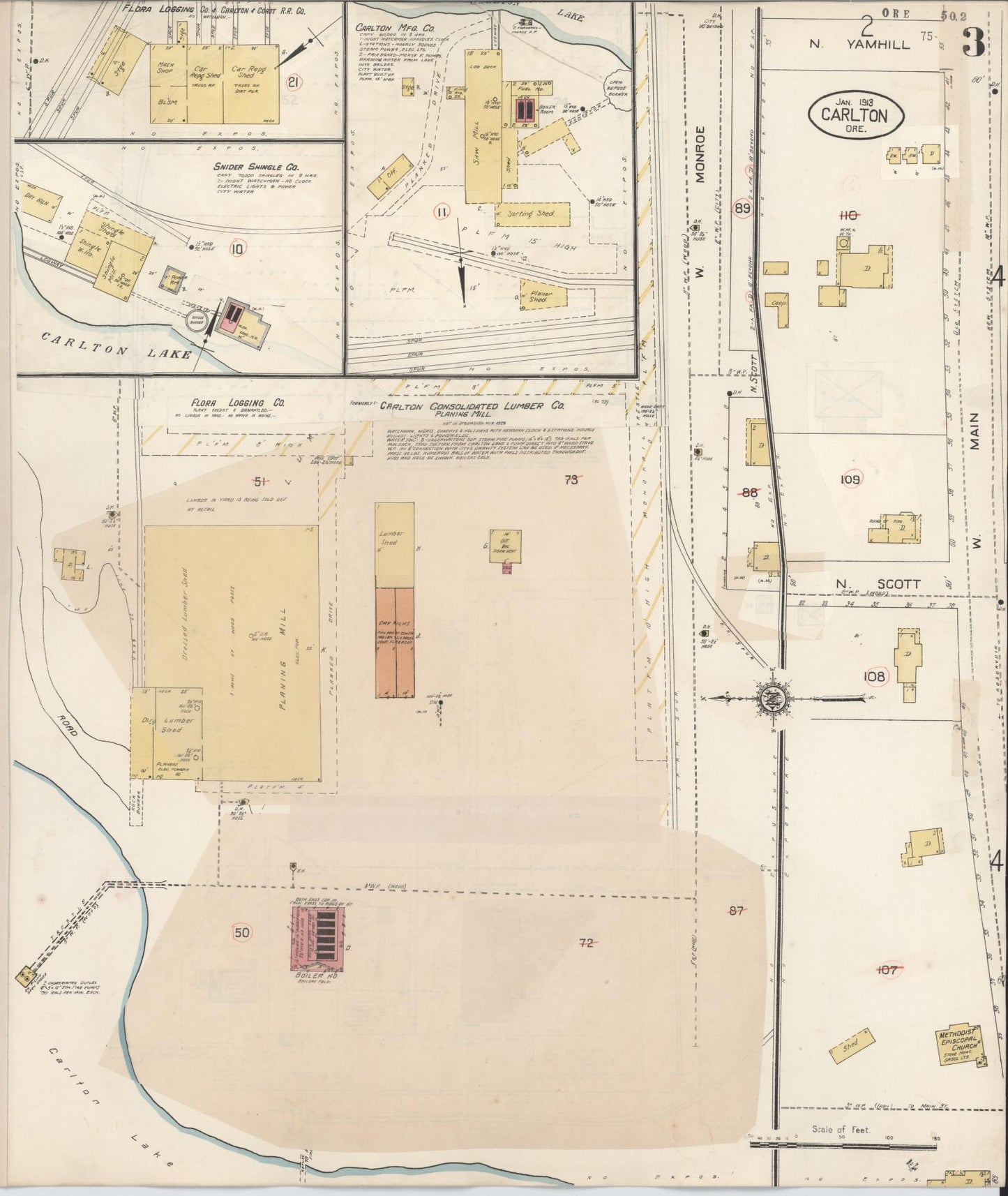 Sanborn Fire Insurance Map from Carlton, Yamhill County, Oregon (1931), Sheet #0003 - Complete Map Set gallery image, historic Sanborn map, vintage wall art, Oregon Oregon